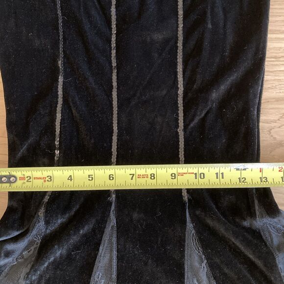 Velvet Sequins Lace M Gothic Dress Elvira Morticia Addams Cosplay Dark Fairy - Picture 16 of 16